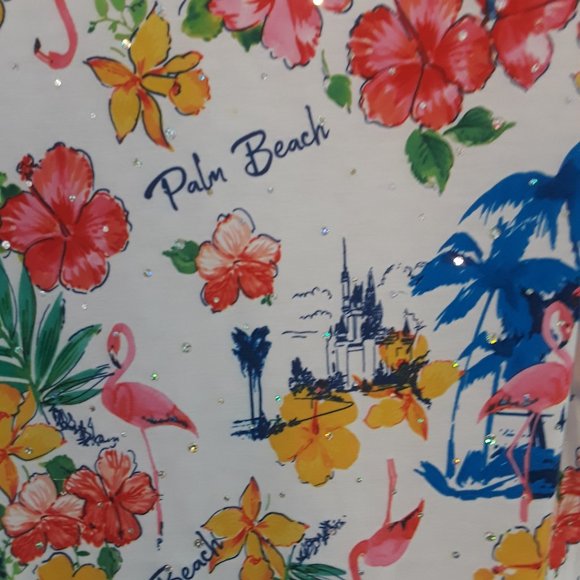 CD Petites Palm Beach Tropical Bedazzled Top - Picture 2 of 7
